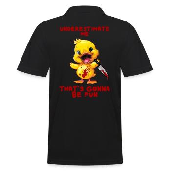 Duck with Knife Unterschätze Mich Lustig Gruselig - Männer Poloshirt - Schwarz - Hinten - Kai (181cm)