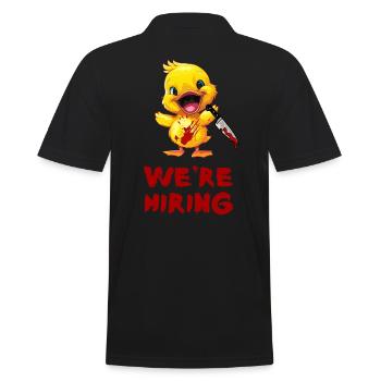 Duck with Knife - We Hire a Funny, Creepy - Men's Polo Shirt - black - Back - Kai (181cm)