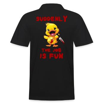 Duck with Knife - Plötzlich Macht Der Job Spaß - Männer Poloshirt - Schwarz - Hinten - Kai (181cm)