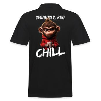 Seriously Bro Chill Monkey Meme Gambler Design - Men's Polo Shirt - black - Back - Kai (181cm)