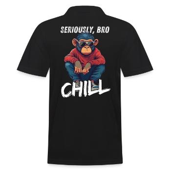 Sérieusement Bro Chill Monkey Meme Gambler - Polo Homme - noir - Dos - Kai (181cm)