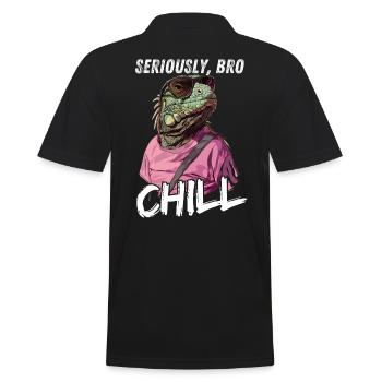 Seriously Bro Chill Eidechse Meme Design - Männer Poloshirt - Schwarz - Hinten - Kai (181cm)