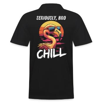 Seriously Bro Chill Flamingo Meme Design - Polo Homme - noir - Dos - Kai (181cm)