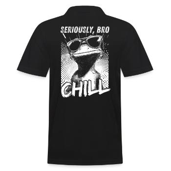 Sérieusement Bro Chill Lizard Retro Meme - Polo Homme - noir - Dos - Kai (181cm)