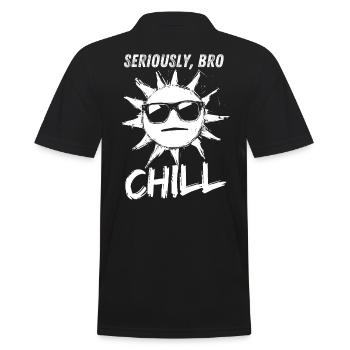 Seriously Bro Chill Sun Meme Design - Men's Polo Shirt - black - Back - Kai (181cm)
