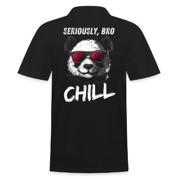 Seriously Bro Chill Panda Meme Design - Men's Polo Shirt - black - Back - Kai (181cm)