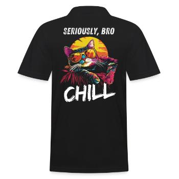 Sérieusement Bro Chill Cat Sunset Meme - Polo Homme - noir - Dos - Kai (181cm)