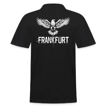 Frankfurt Schwarz-Weiß Adler FFM Patrioten - Männer Poloshirt - Schwarz - Hinten - Kai (181cm)