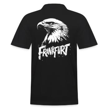 Frankfurt Schwarz-Weiß Adlerkopf FFM Ultras - Männer Poloshirt - Schwarz - Hinten - Kai (181cm)