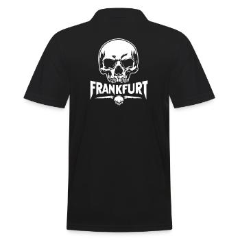 Frankfurt Totenkopf FFM Ultras Patrioten - Männer Poloshirt - Schwarz - Hinten - Kai (181cm)