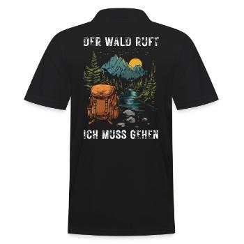 Der Wald ruft Wandern Outdoor Natur für Entdecker - Männer Poloshirt - Schwarz - Hinten - Kai (181cm)