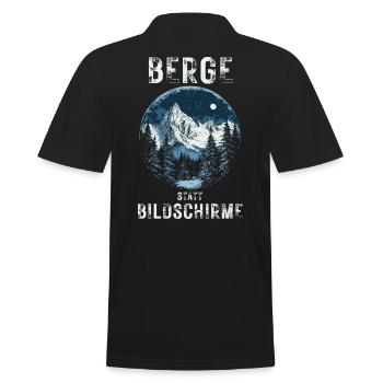 Berge statt Bildschirme - Wandern für Bergsteiger - Männer Poloshirt - Schwarz - Hinten - Kai (181cm)