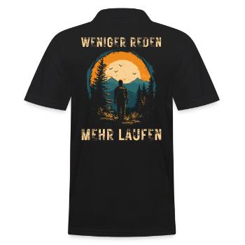 Talk less - Run more Hiking Outdoor - Men's Polo Shirt - black - Back - Kai (181cm)