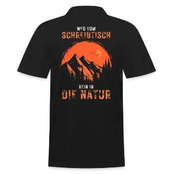 Weg vom Schreibtisch - Rein in die Natur Wandern - Männer Poloshirt - Schwarz - Hinten - Kai (181cm)