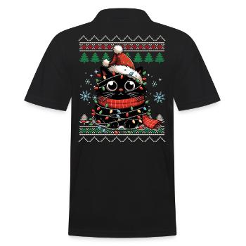 Chat drôle moche pull de Noël - Polo Homme - noir - Dos - Kai (181cm)