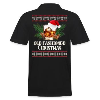 Old Fashioned Whiskey Funny Christmas Cocktail - Men's Polo Shirt - black - Back - Kai (181cm)