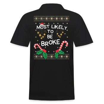 Wahrscheinlich Pleite Weihnachtsfamilien-Outfit - Männer Poloshirt - Schwarz - Hinten - Kai (181cm)