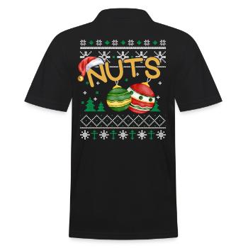 Chest Nuts Funny Christmas Couples Outfit - Men's Polo Shirt - black - Back - Kai (181cm)
