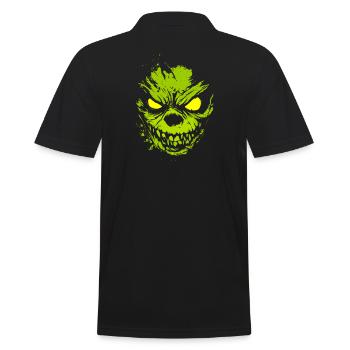 Horror Halloween Costume Glowing Green Monster - Men's Polo Shirt - black - Back - Kai (181cm)