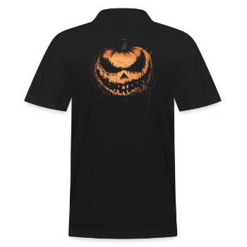 Halloween Kostüm Horror - Gruseliges Kürbisgesicht - Männer Poloshirt - Schwarz - Hinten - Kai (181cm)