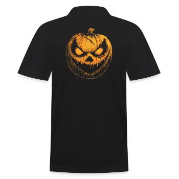 Horror Halloween Kostüm Grinsendes Kürbis Gesicht - Männer Poloshirt - Schwarz - Hinten - Kai (181cm)