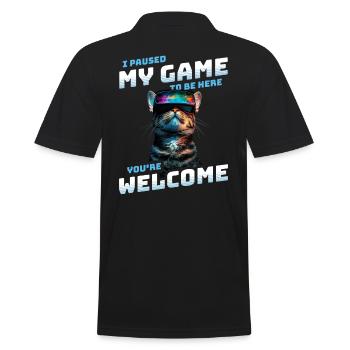 I just paused my game to be here Funny VR Cat - Men's Polo Shirt - black - Back - Kai (181cm)