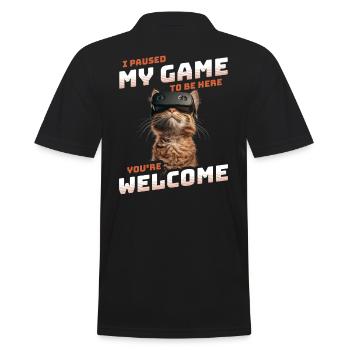 I just paused my game to be here - Cool Cat VR - Men's Polo Shirt - black - Back - Kai (181cm)