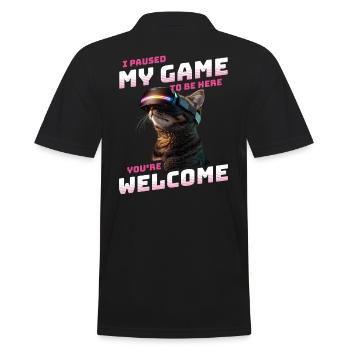 I just paused my game to be here - Gamer Cat VR - Men's Polo Shirt - black - Back - Kai (181cm)