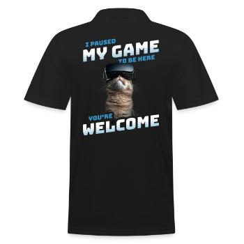 I just paused my game to be here Funny VR Cat - Men's Polo Shirt - black - Back - Kai (181cm)