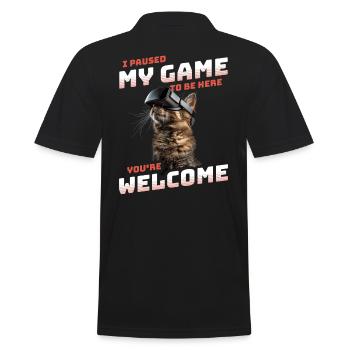 I just paused my game to be here - Cat VR Funny - Men's Polo Shirt - black - Back - Kai (181cm)