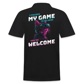 I just paused my game to be here Funny VR Cat - Men's Polo Shirt - black - Back - Kai (181cm)