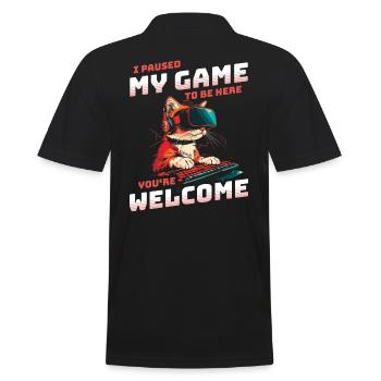 I just paused my game to be here - Cool Cat VR - Men's Polo Shirt - black - Back - Kai (181cm)