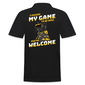 I just paused my game to be here - Cat with VR - Men's Polo Shirt - black - Back - Kai (181cm)