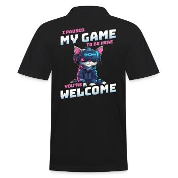 I just paused my game to be here - Cat VR Glasses - Men's Polo Shirt - black - Back - Kai (181cm)