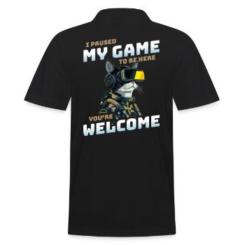 I just paused my game to be here - Gamer Cat VR - Men's Polo Shirt - black - Back - Kai (181cm)