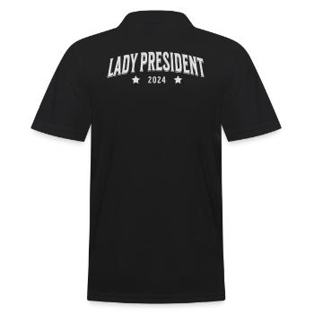 Lady President 2024: Support Kamala Harris Now - Männer Poloshirt - Schwarz - Hinten - Kai (181cm)