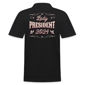 Lady President 2024: Kamala Harris for President - Männer Poloshirt - Schwarz - Hinten - Kai (181cm)