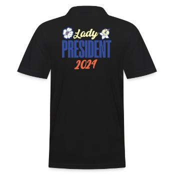 Lady President 2024: Kamala Harris for Democracy - Männer Poloshirt - Schwarz - Hinten - Kai (181cm)