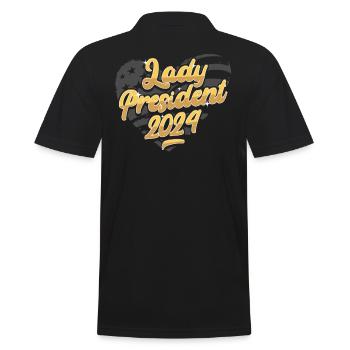Lady President 2024: Kamala Harris Inspires 2024 - Männer Poloshirt - Schwarz - Hinten - Kai (181cm)