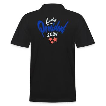 Lady President 2024: Kamala Harris for Leadership - Männer Poloshirt - Schwarz - Hinten - Kai (181cm)
