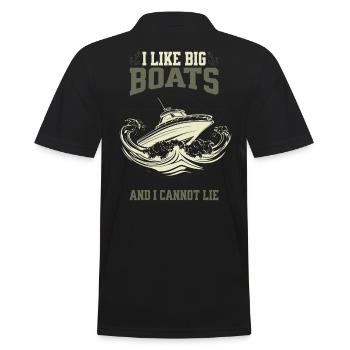 I love big Boats - Funny Captain Vintage Design - Men's Polo Shirt - black - Back - Kai (181cm)