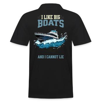 I Like Big Boats And I Cannot Lie Spritzende Yacht - Männer Poloshirt - Schwarz - Hinten - Kai (181cm)
