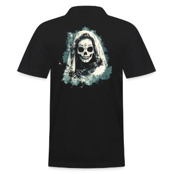 Day of the Dead La Catrina Skull Design - Men's Polo Shirt - black - Back - Kai (181cm)
