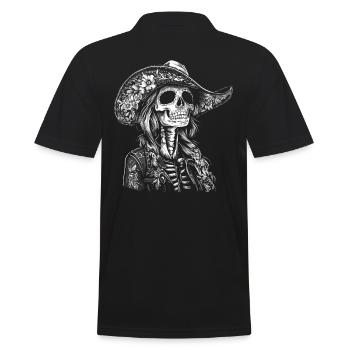 Mexican Skeleton with Sombrero Artwork - Men's Polo Shirt - black - Back - Kai (181cm)