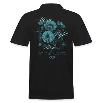 Moonlight Whispers Floral Art Design - Männer Poloshirt - Schwarz - Hinten - Kai (181cm)
