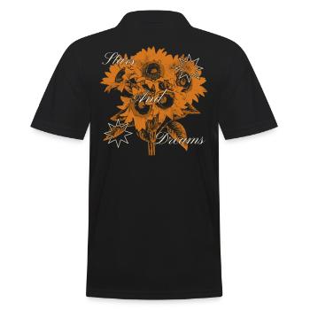 Stars and Dreams Sunflower Art Design - Men's Polo Shirt - black - Back - Kai (181cm)