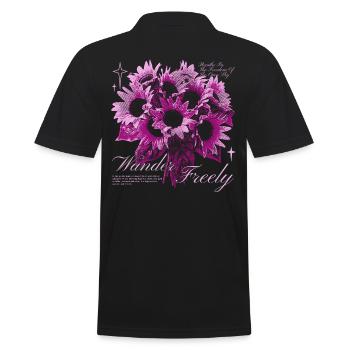 Wander Freely Sunflower Floral Art Design - Männer Poloshirt - Schwarz - Hinten - Kai (181cm)