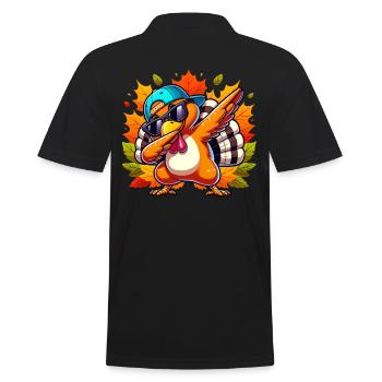 familiensegeCool Dabbin' Turkey Thanksgiving D - Men's Polo Shirt - black - Back - Kai (181cm)