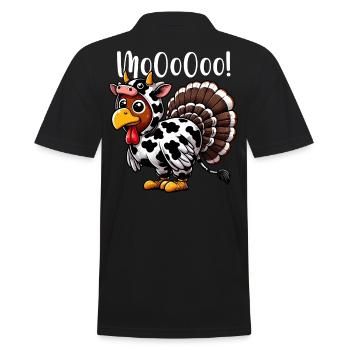 Funny Cow Turkey Thanksgiving Design - Men's Polo Shirt - black - Back - Kai (181cm)