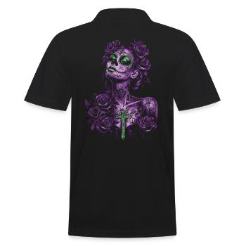 Catrina mystique avec croix pour Dia de los Muertos - Polo Homme - noir - Dos - Kai (181cm)